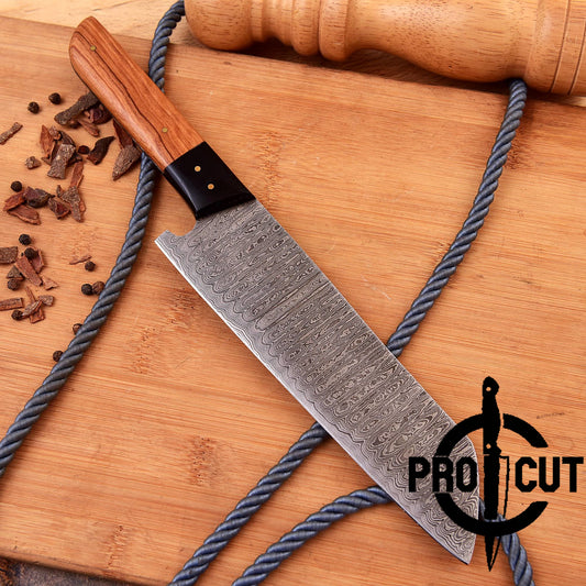 Pro Cut Soul Forge - Handmade Damascus Chef Knife with Olive Wood Handle