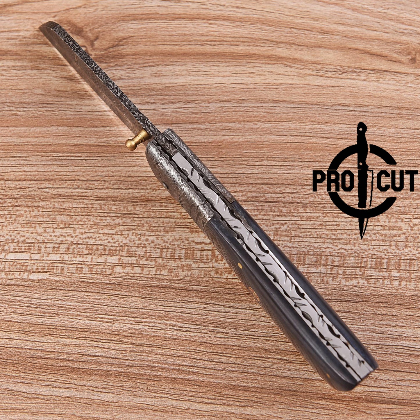 Pro Cut Handmade Damascus Steel Pocket Folding Knife with Dyed Camel Bone Handle