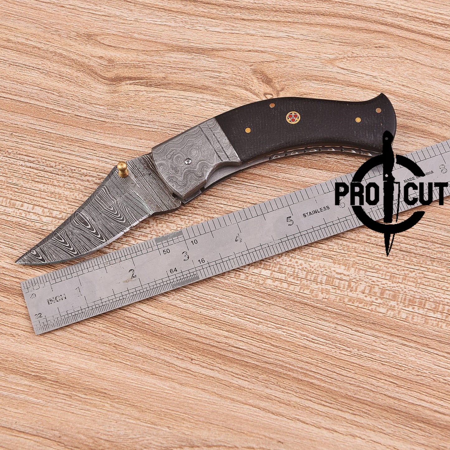 Pro Cut Handmade Damascus Steel Pocket Folding Knife with G10 Micarta Handle