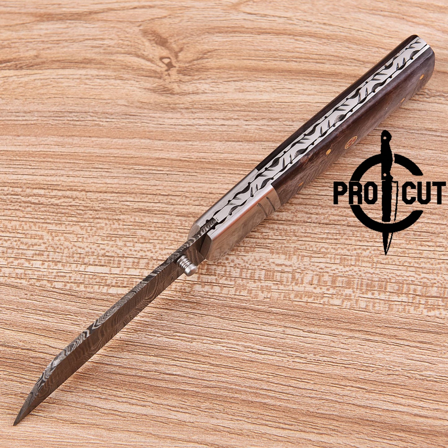 Pro Cut Handmade Damascus Steel Pocket Folding Knife with Dyed Camel Bone Handle