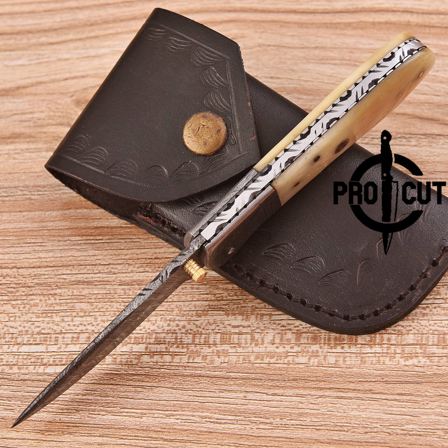 Pro Cut Hand Forged Folding EDC Pocket Knife with Camel Bone Handle
