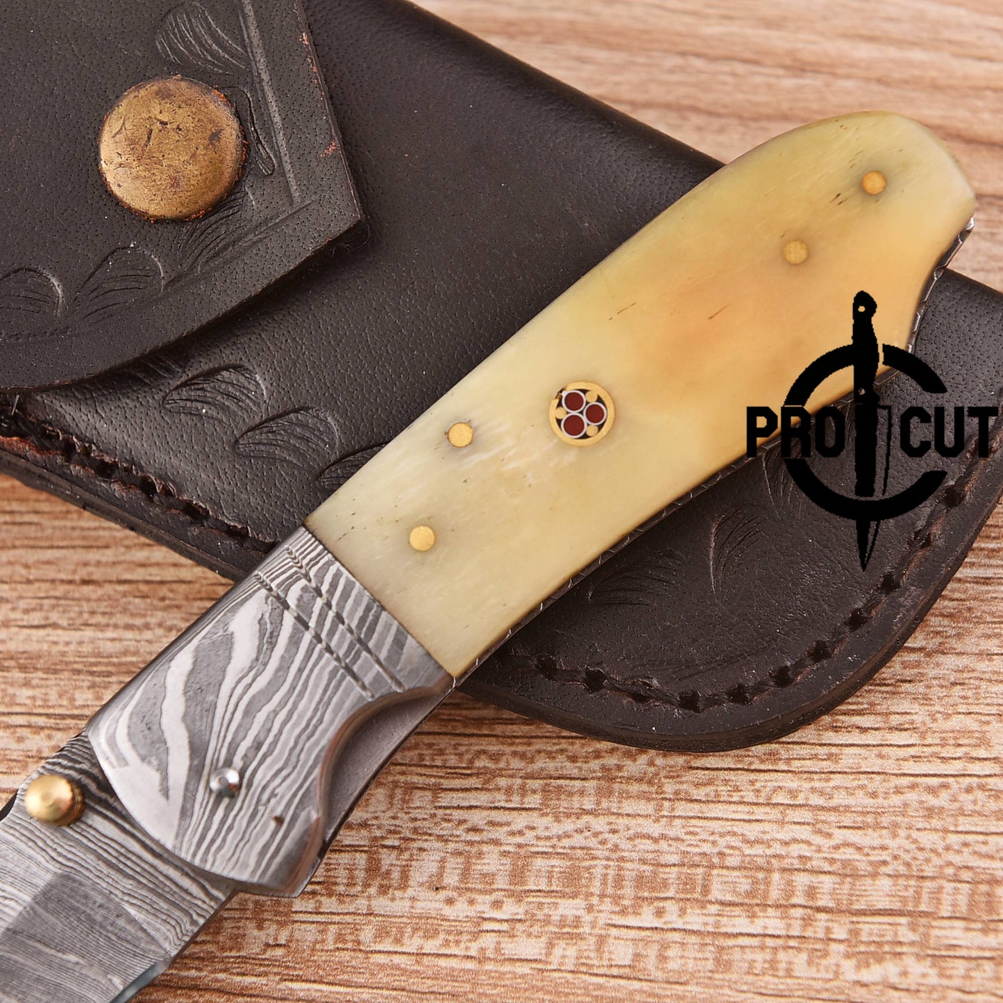 Pro Cut Hand Forged Folding EDC Pocket Knife with Camel Bone Handle