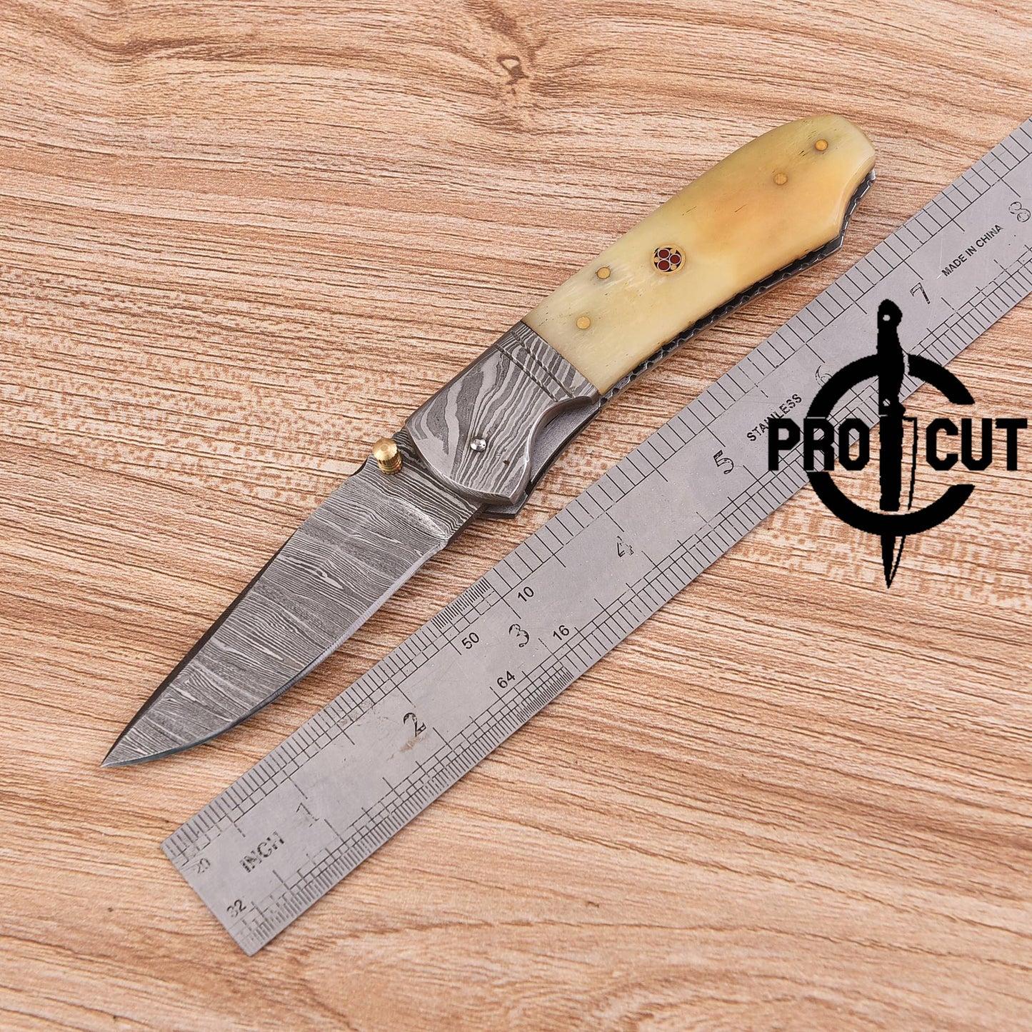 Pro Cut Hand Forged Folding EDC Pocket Knife with Camel Bone Handle