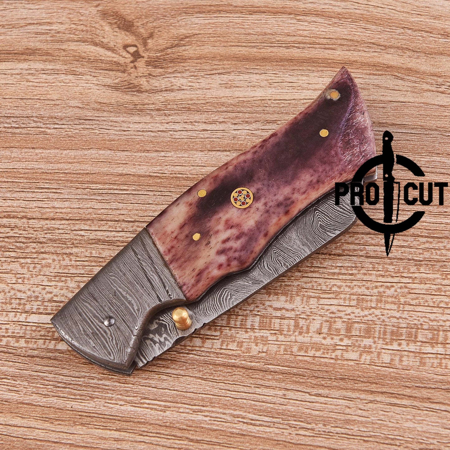 Pro Cut Hand Forged Folding EDC Pocket Knife with Dyed Camel Bone Handle