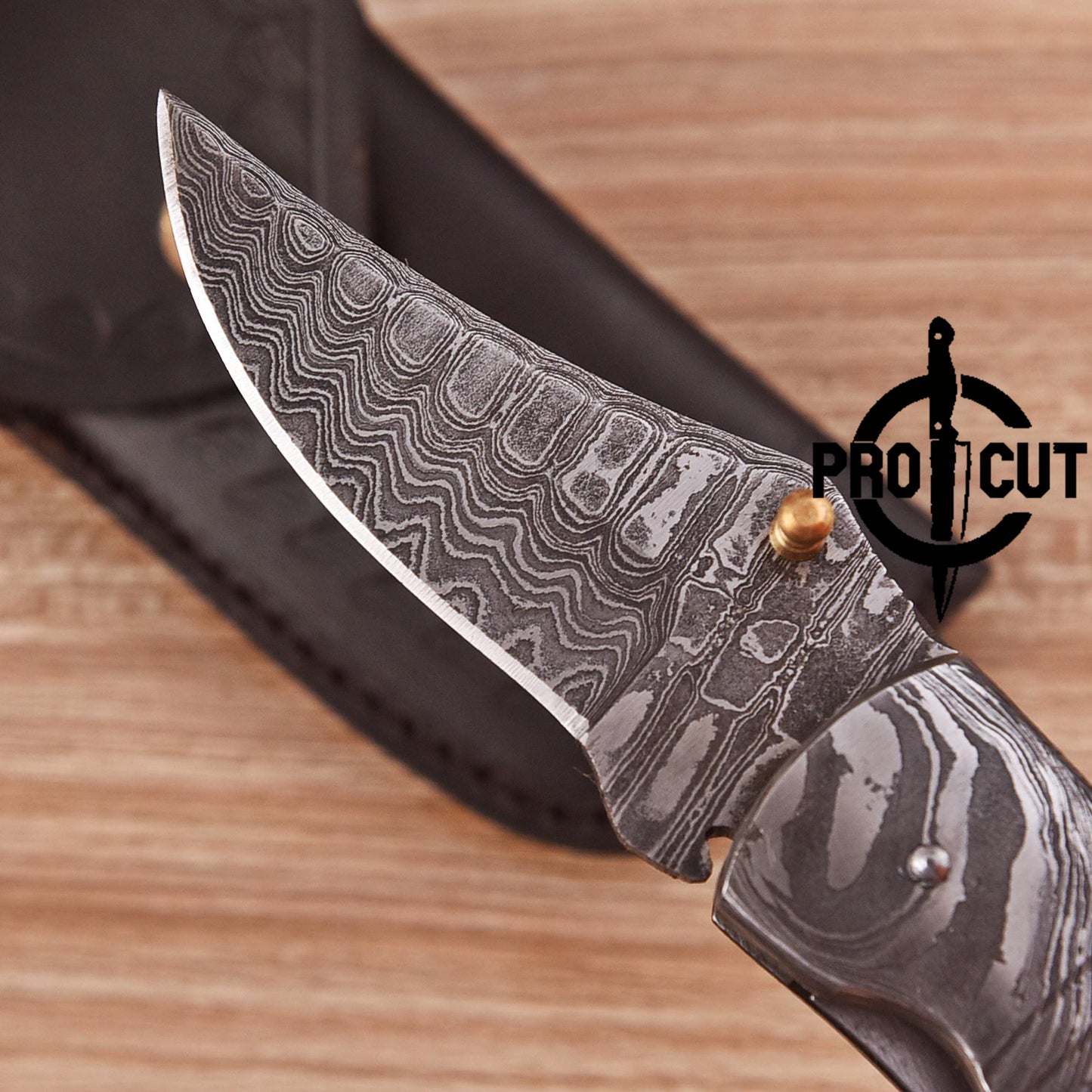Pro Cut Hand Forged Damascus Steel Folding Pocket Knife with Camel Bone Handle