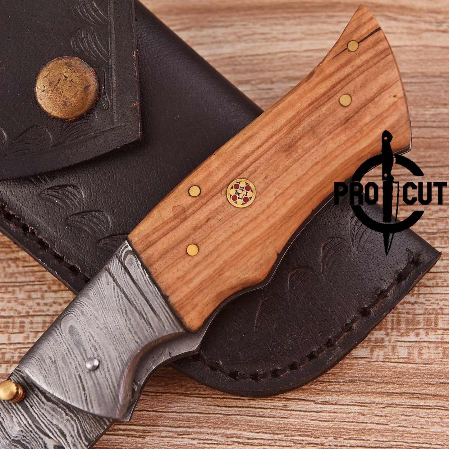 Pro Cut Tanto Blade Hand Forged Foldable Pocket EDC Knife with Olive Burl Handle