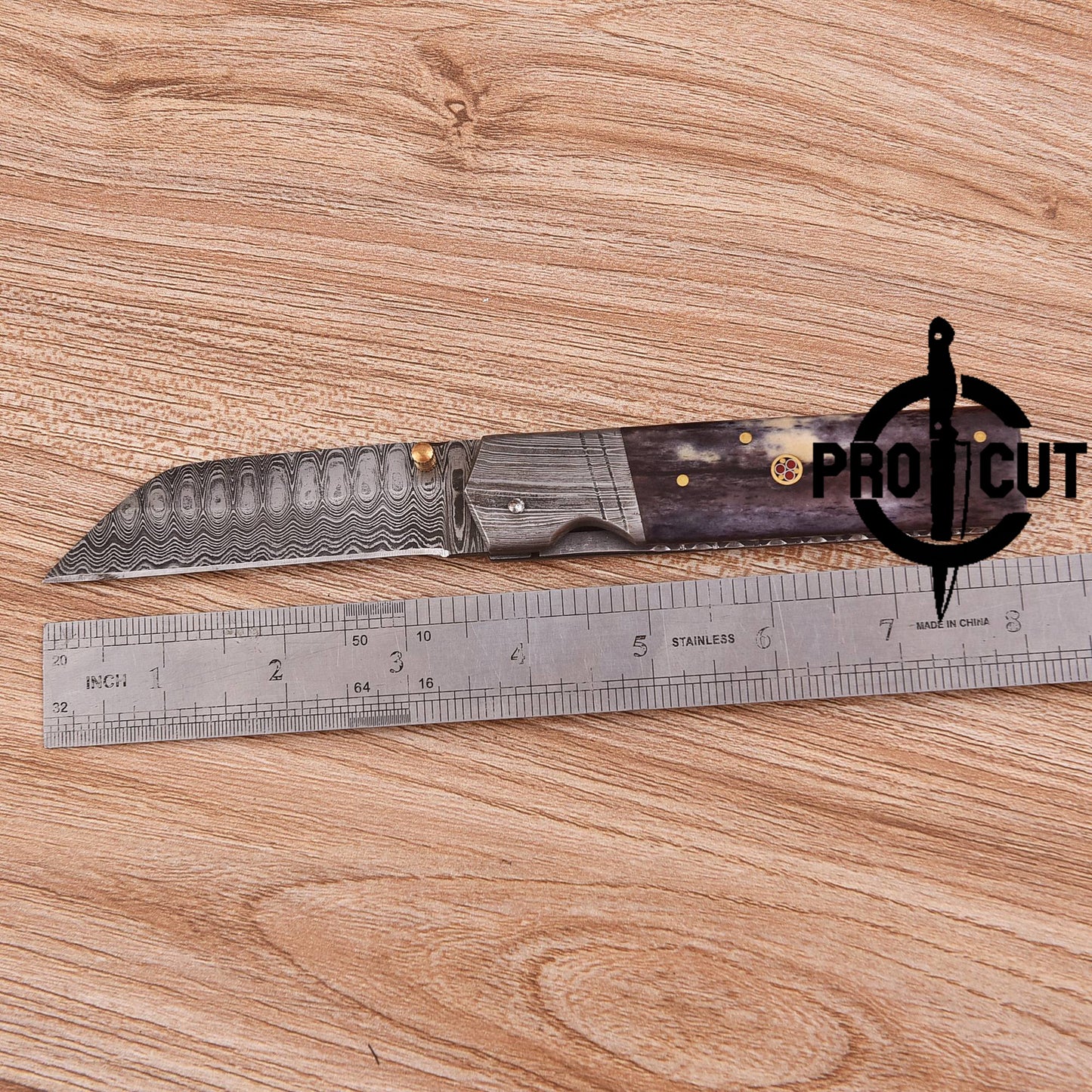 Pro Cut Tanto Style Damascus Steel Foldable EDC Pocket Knife for Every Carry Utility Tasks