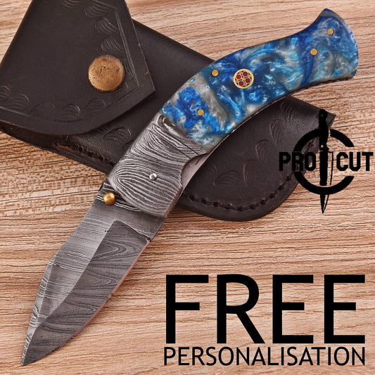 Pro Cut Handmade Damascus Steel Every Day Carry Folding Pocket Knife