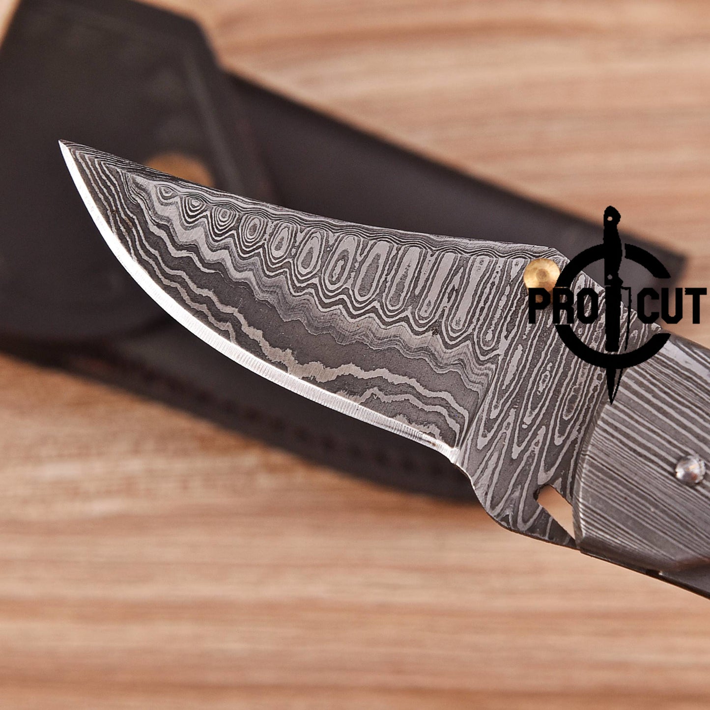 Pro Cut Handmade Damascus Steel Folding Pocket EDC Knife with Olive Burl handle