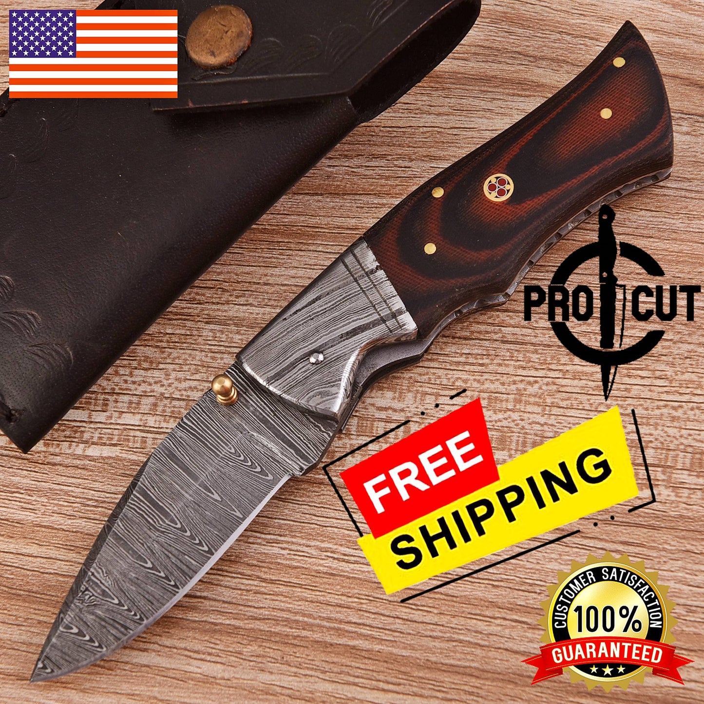 Pro Cut Outdoor Folding Knife | Durable Damascus Steel Blade