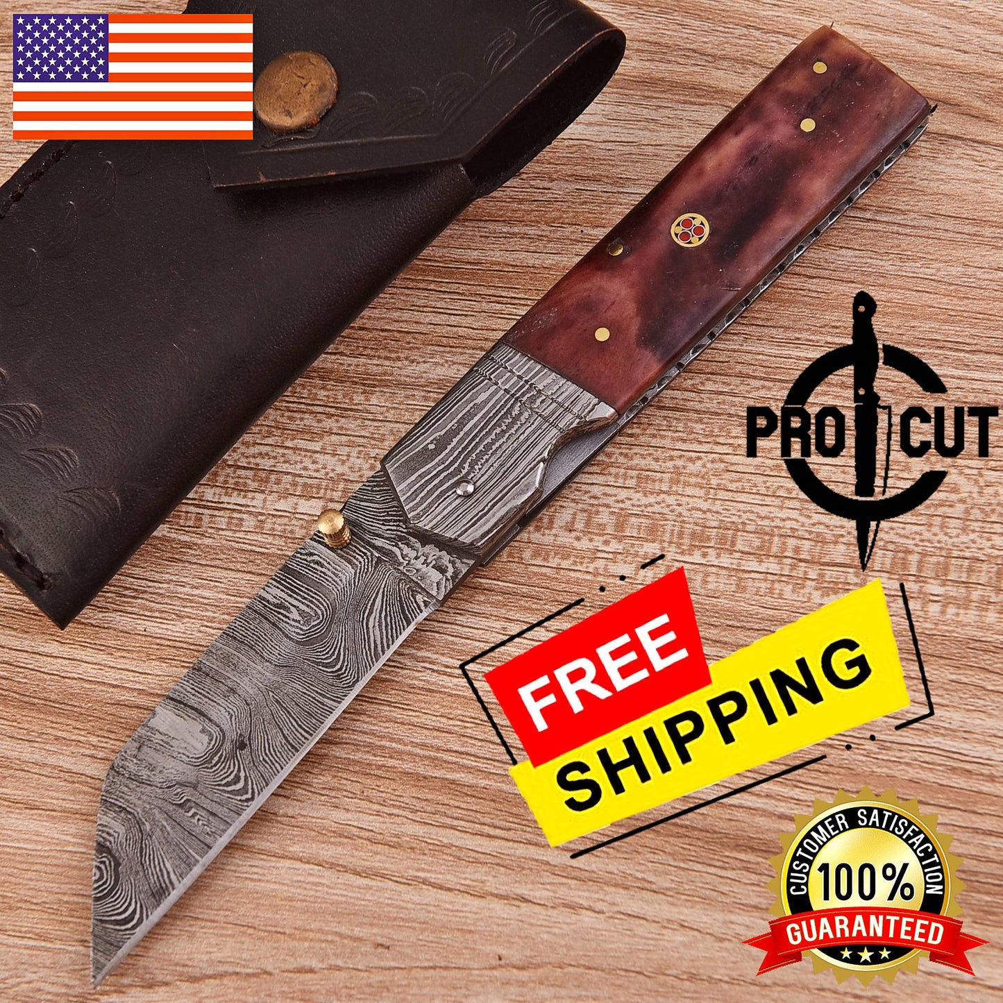 Pro Cut Outdoor Folding Knife | Durable Damascus Steel Blade