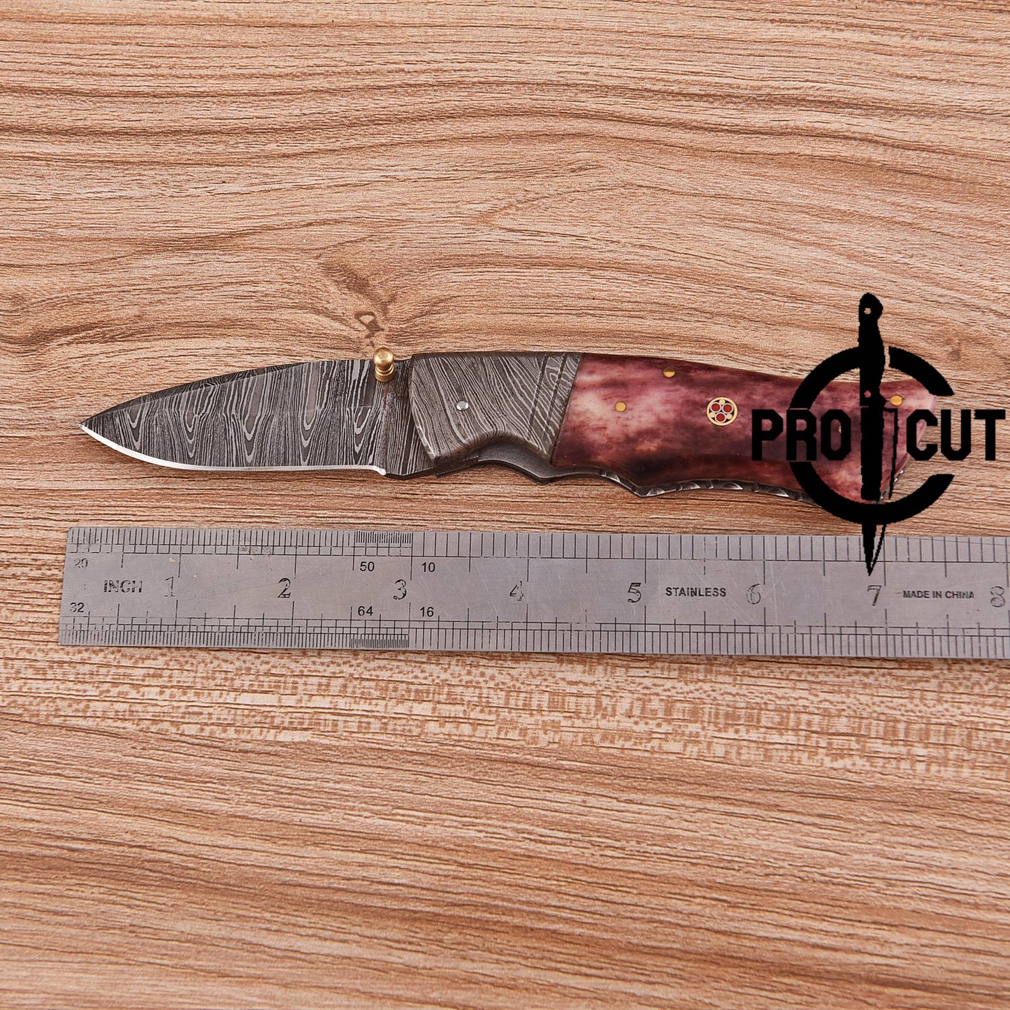 Lightweight Damascus Folding Knife | Pro Cut Everyday Carry with Camel Bone