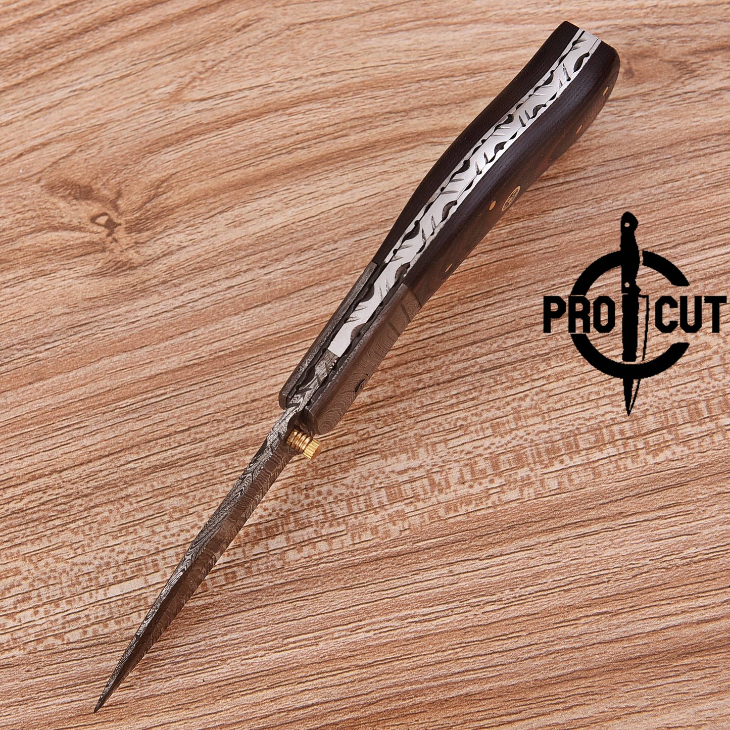 Damascus Hunter Folding Knife | Pro Cut Outdoor Classic Hunting Knife