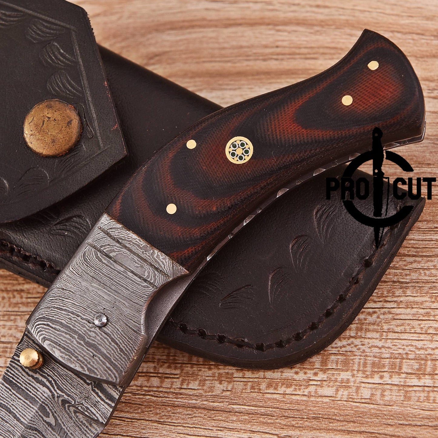 Damascus Hunter Folding Knife | Pro Cut Outdoor Classic Hunting Knife