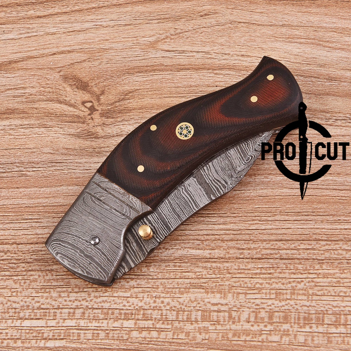Damascus Hunter Folding Knife | Pro Cut Outdoor Classic Hunting Knife
