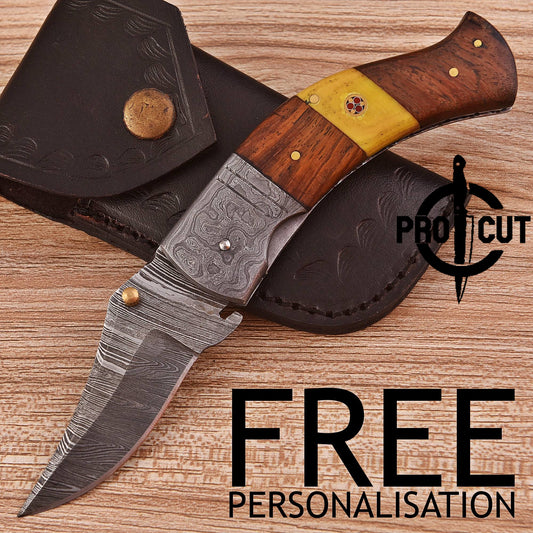Pro Cut Artisanal Damascus Folder Knife | Handmade Pocket Folding Knife