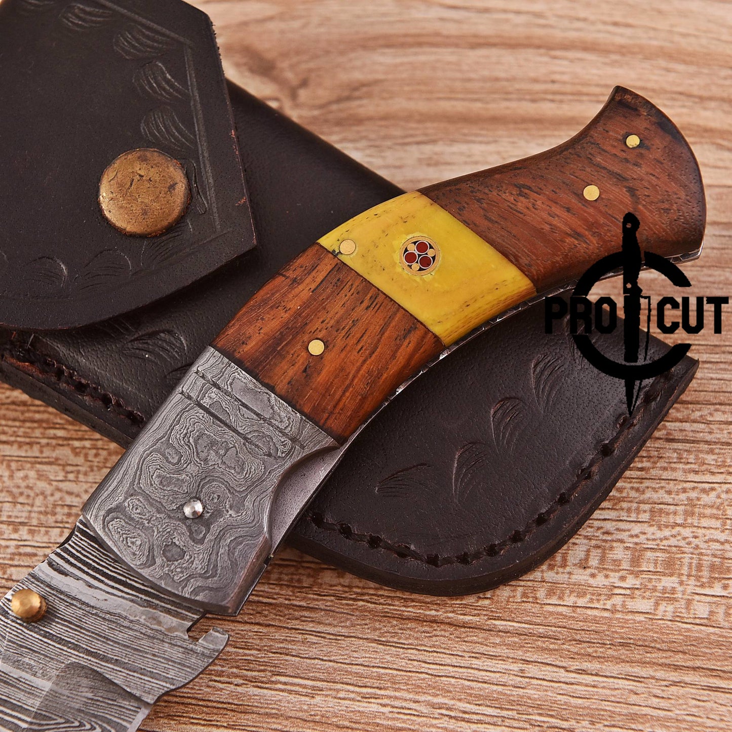 Pro Cut Artisanal Damascus Folder Knife | Handmade Pocket Folding Knife