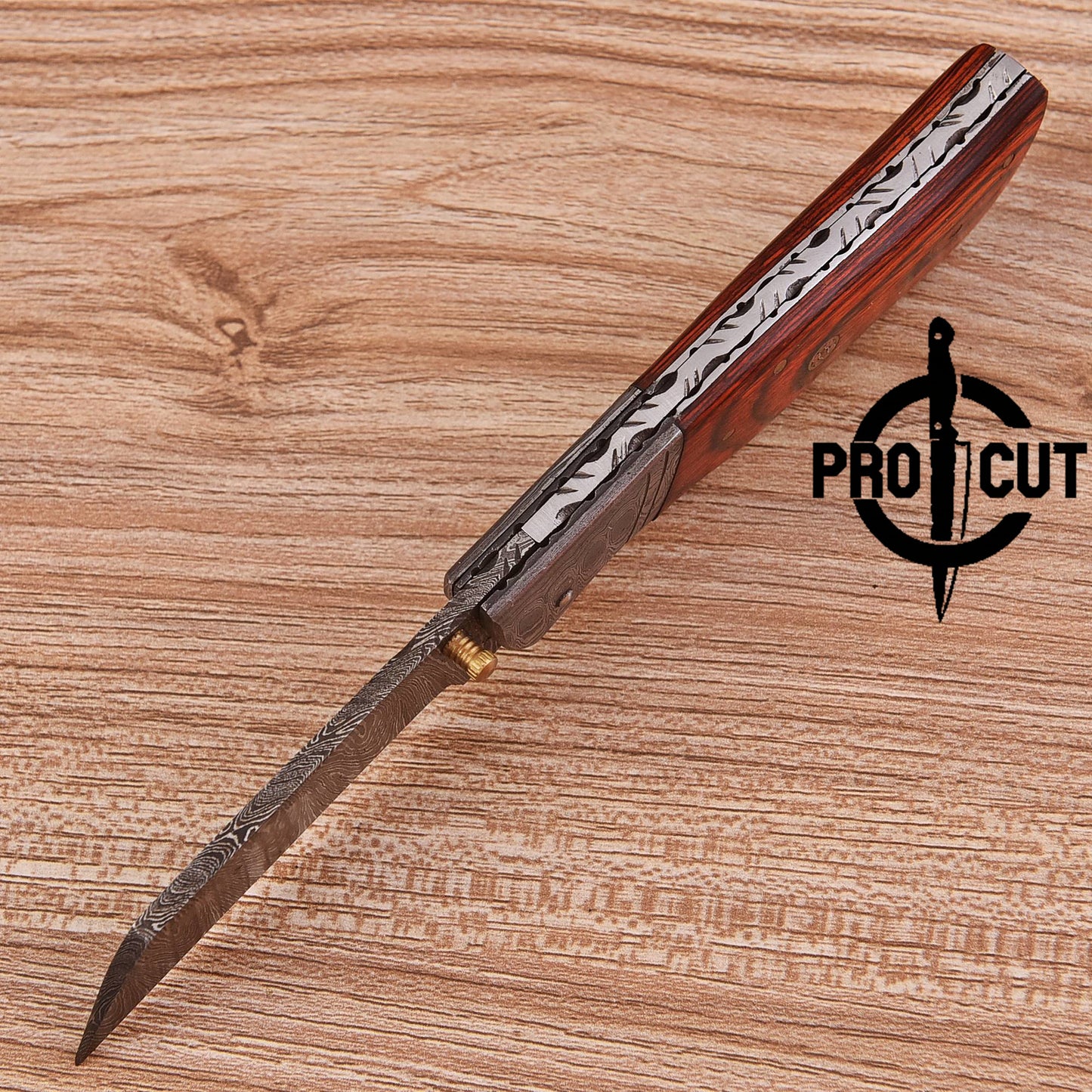 Pro Cut Hand Forged Damascus Steel Folding Pocket Knife - EDC Foldable Damascus Knife