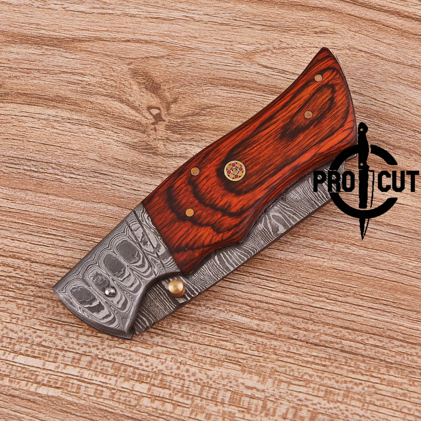 Pro Cut Hand Forged Damascus Steel Folding Pocket Knife - EDC Foldable Damascus Knife