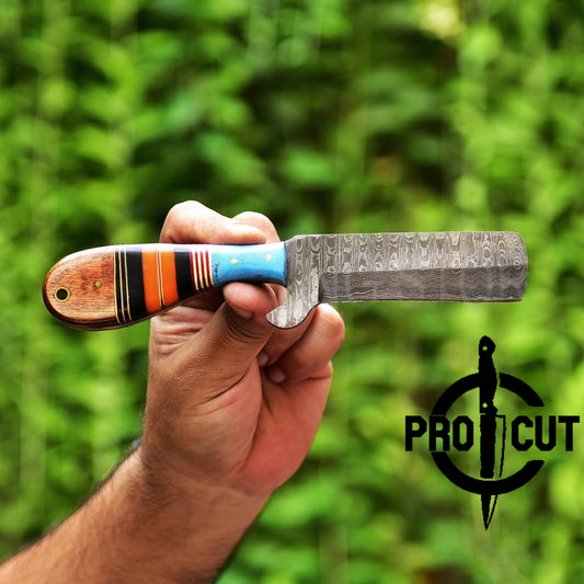 Pro Cut Handmade Cowboy Rasp Bull Cutter Knife with Horizontal Carry Sheath
