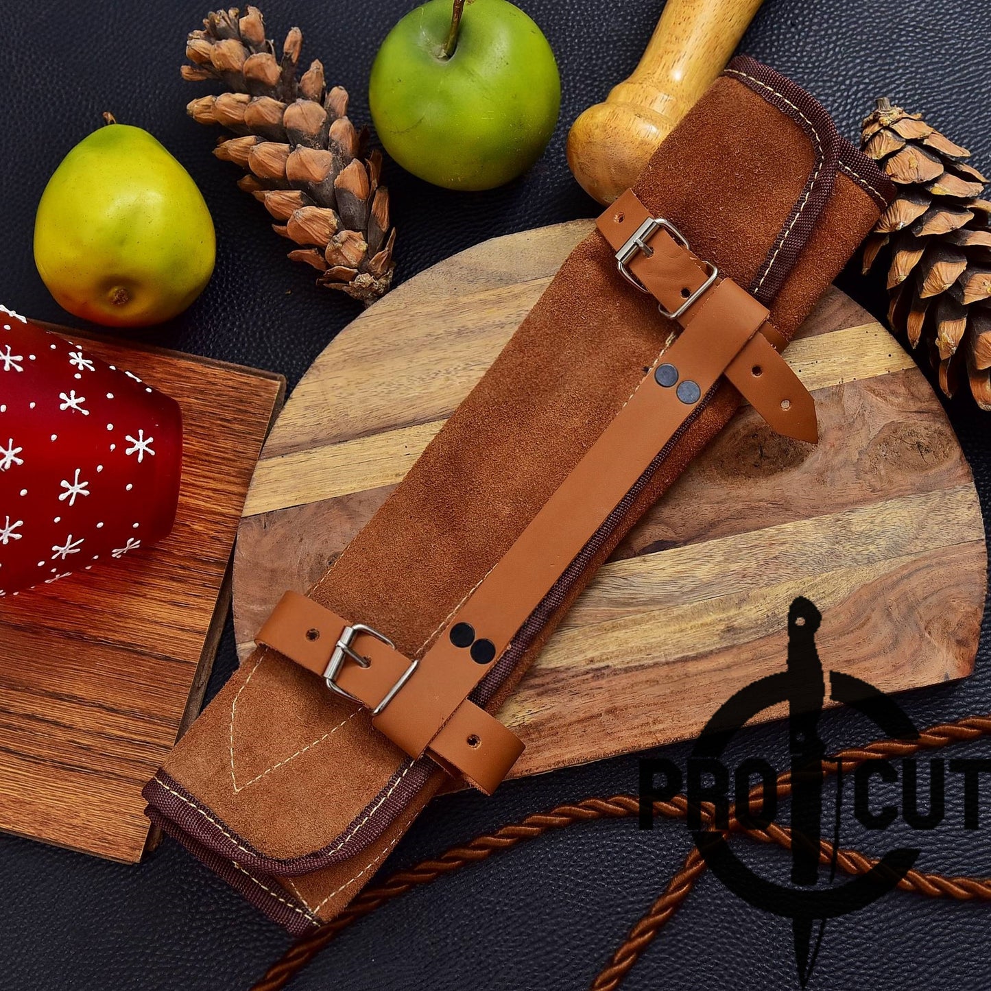 Pro Cut Forge Heart Damascus Steel Chef Set - Brown Epoxy Resin Handle