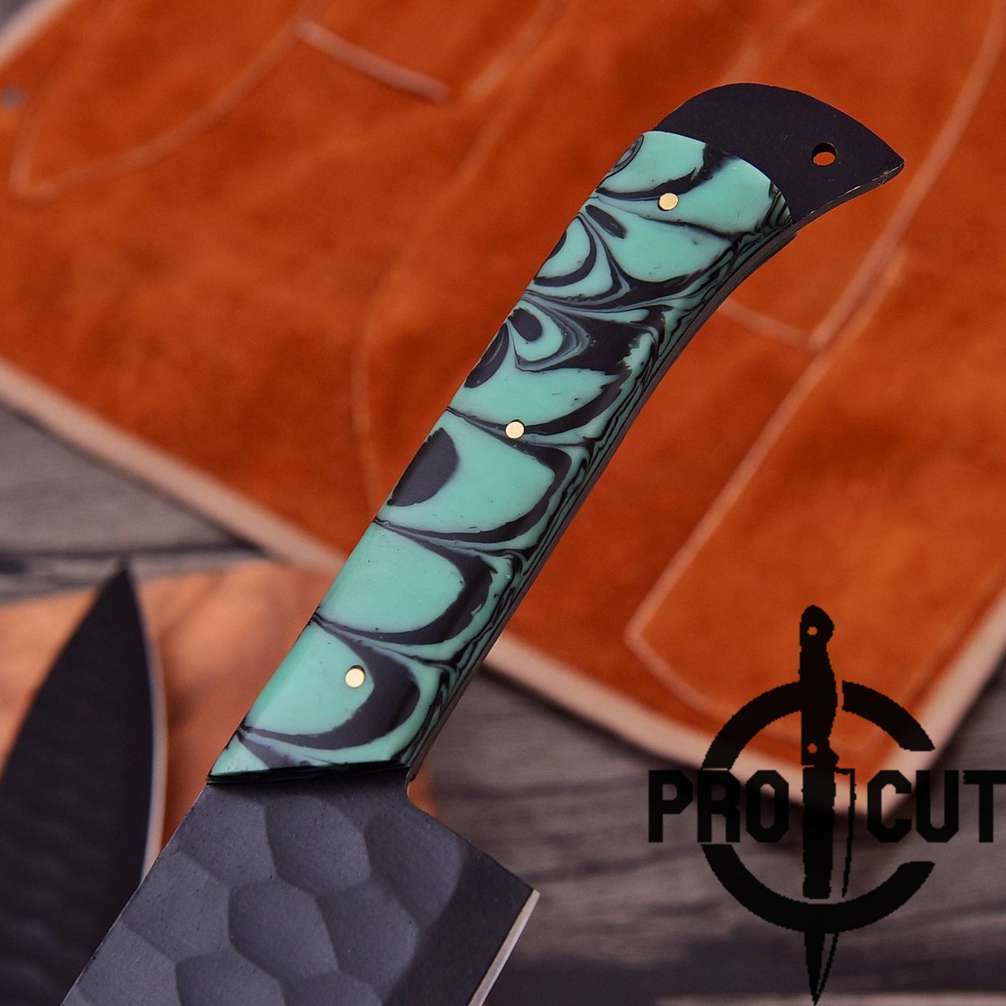 Pro Cut Obsidian Cut - Handmade Stainless Steel Chef Knives Set with Epoxy Resin Handle