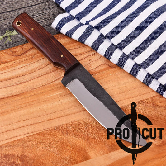 Pro Cut Stainless Steel Handmade Fixed Blade Hunting Knife with Rosewood Handle, Outdoor Camping Knife