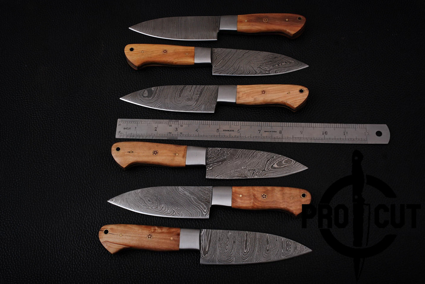 6 Pcs Handmade Damascus Steel Culinary Knives Set, Hand Forged BBQ Steak Knives