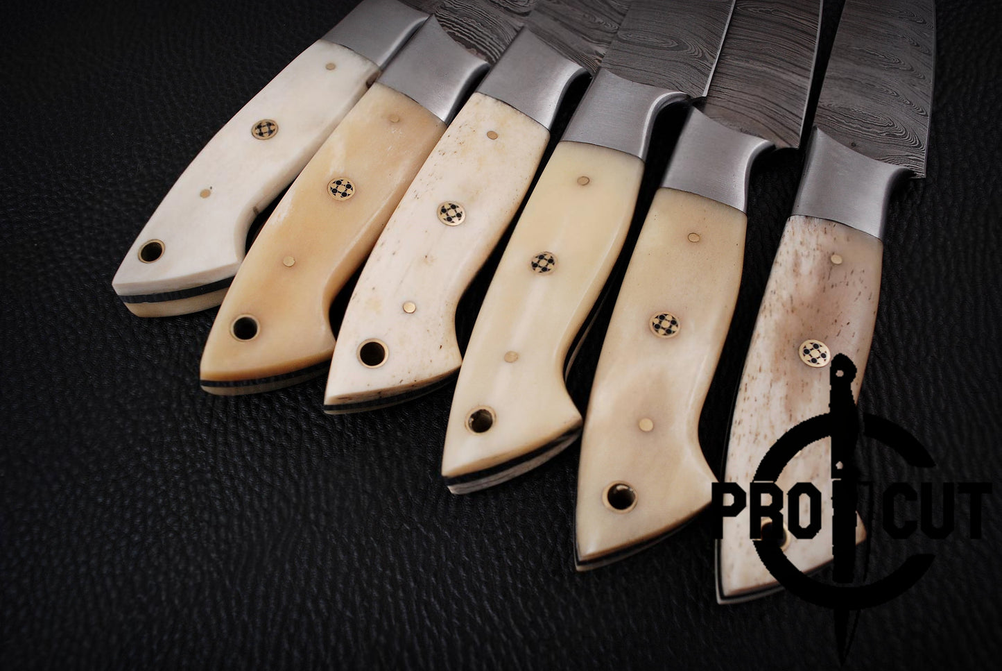 6 Pcs Hand Forged Damascus Steel Full Tang BBQ Steak Knives, Culinary Knives Set Gift for Men