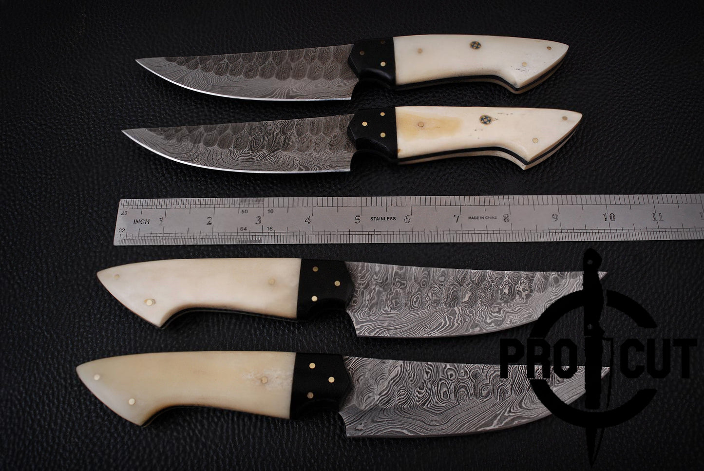 4 Pcs Damascus Steel Handmade Culinary Knives, Damascus BBQ Steak Knives Set