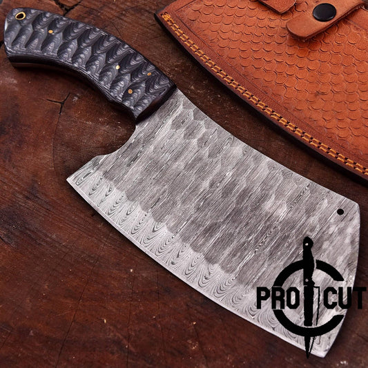 Pro Cut Premium Hand Forged Damascus Steel Cleaver Chef Knife, Heavy Duty Cleaver Knife