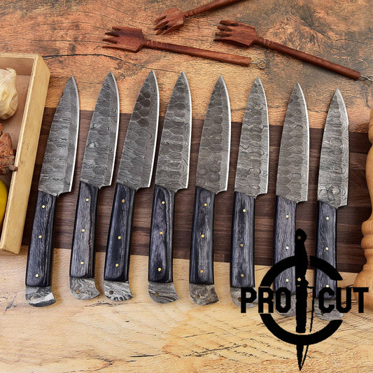 Pro Cut Steel Root - Hand Forged Damascus Steel Full Tang Culinary Steak Knives