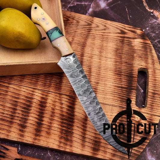 Pro Cut Hand Forged Damascus Steel Full Tang Fillet Knife with Sheath