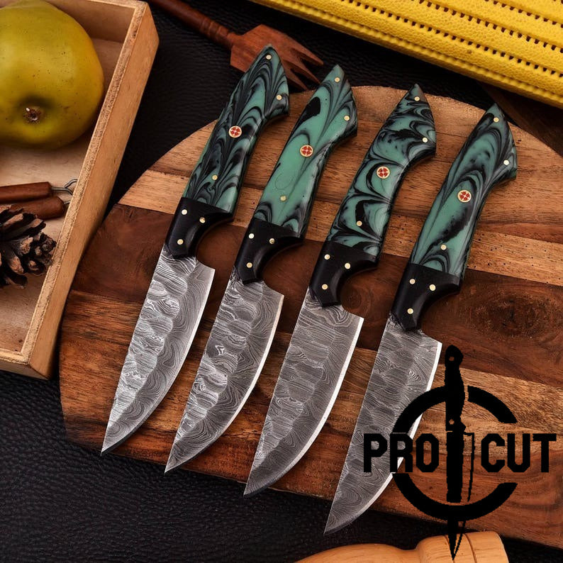 Pro Cut Forge Core - Handmade Damascus Steel Culinary Steak Knives Set , BBQ Steak Knives Sets