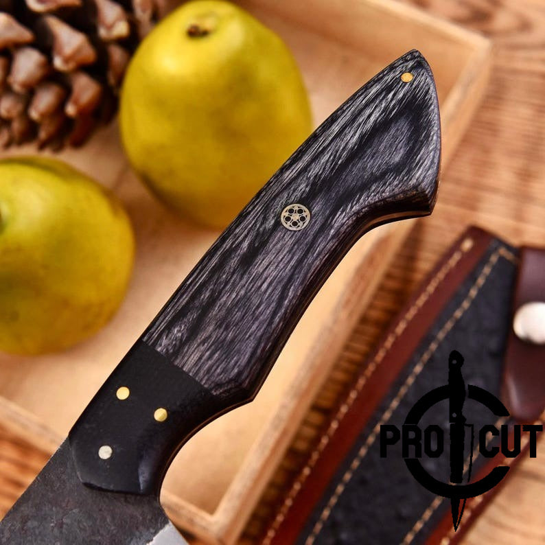 Pro Cut Forge Born - Handmade D2 Steel Chef Knife with Black Dymond Wood Handle