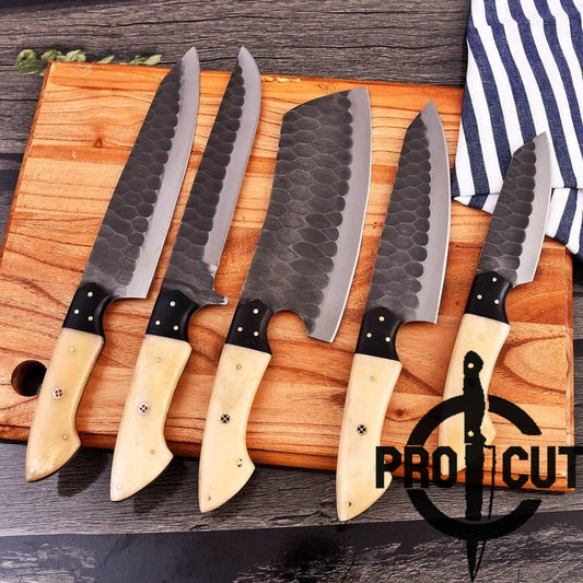 Pro Cut Ripple Guardian - Stainless Steel Chef Set with Bone Handle