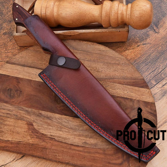 Pro Cut Hearth Steel - Damascus Steel Professional Kitchen Chef Knife with Rosewood Handle