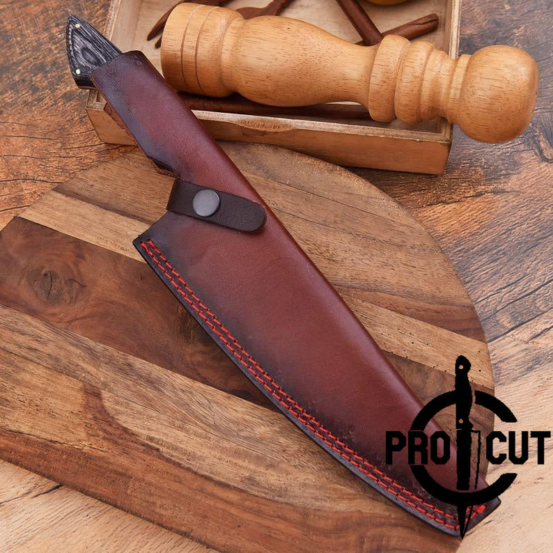 Pro Cut Hearth Steel - Damascus Steel Hand Forged Kitchen Chef Knife with Black Wood Handle