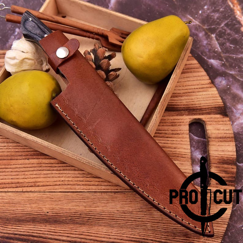 Pro Cut Hearth Steel - Hand Forged Damascus Steel Chef Knife with Black Ergonomic Handle