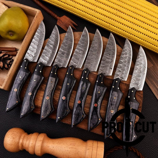 Pro Cut Forge Core - Hand Forged Damacus Steel Steak Knives Culinary Set, BBQ Steak Knives