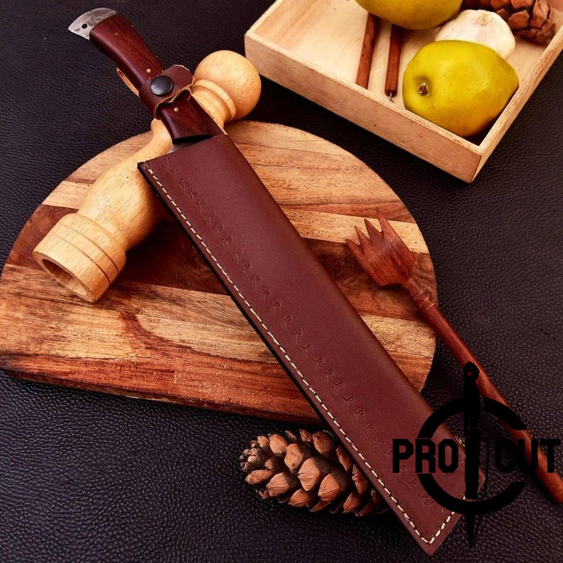 Pro Cut Hand Forged Damascus Steel Full Tang Bread Knife with Rosewood Handle