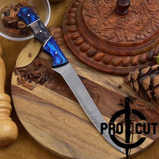 Pro Cut Handmade Damascus Steel Full Tang Fish o Fillet Knife, Damascus Fillet Kitchen Knife