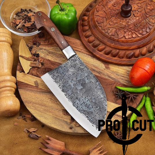 Pro Cut Custom Forge Handmade Stainless Steel Cleaver Knife, Meat Chopper Serbian Cleaver