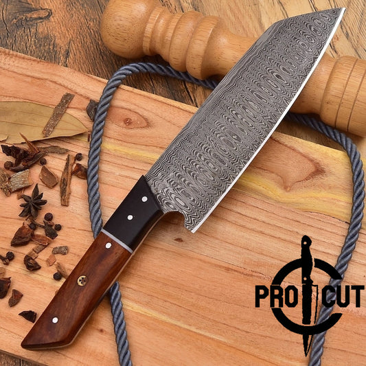Pro Cut Soul Forge - Handmade Damascus Steel Professional Chef Knife With Rosewood Handle