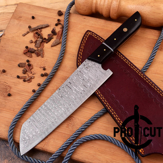 Pro Cut Soul Forge - Handmade Damascus Steel Japanese Chef Knife with Micarta Handle