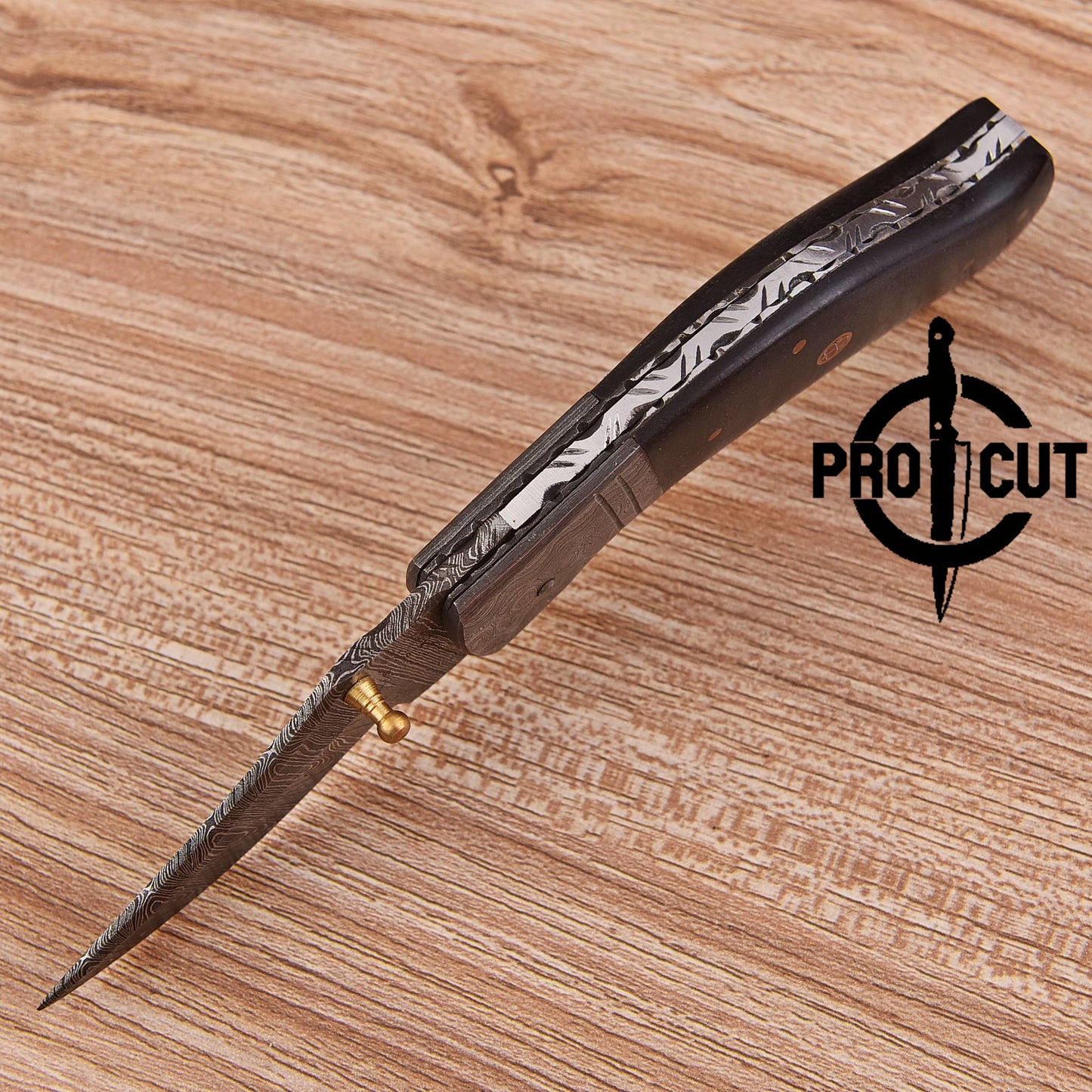 Pro Cut Handmade Damascus Steel Pocket Folding Knife with G10 Micarta Handle
