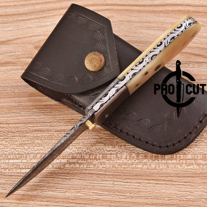 Pro Cut Hand Forged Folding EDC Pocket Knife with Camel Bone Handle