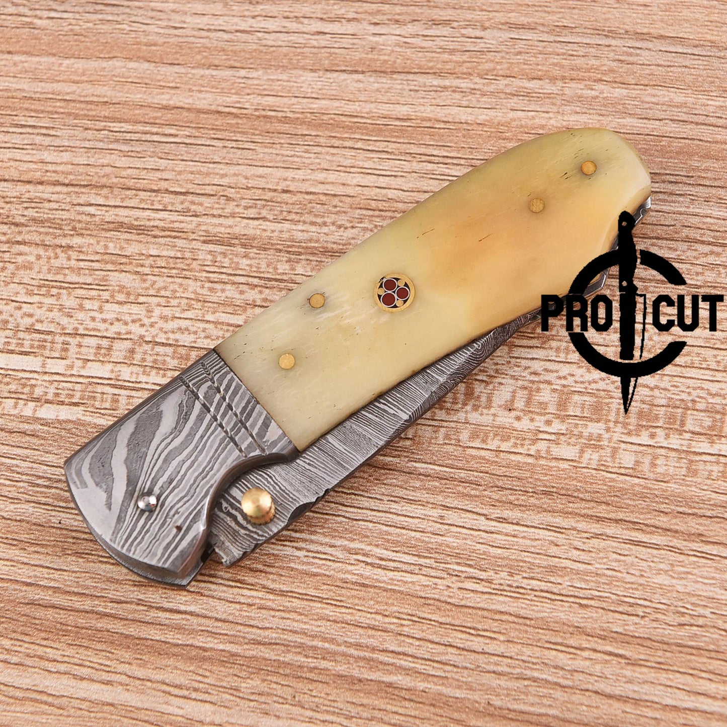 Pro Cut Hand Forged Folding EDC Pocket Knife with Camel Bone Handle