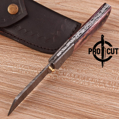 Pro Cut Hand Forged Folding EDC Pocket Knife with Dyed Camel Bone Handle