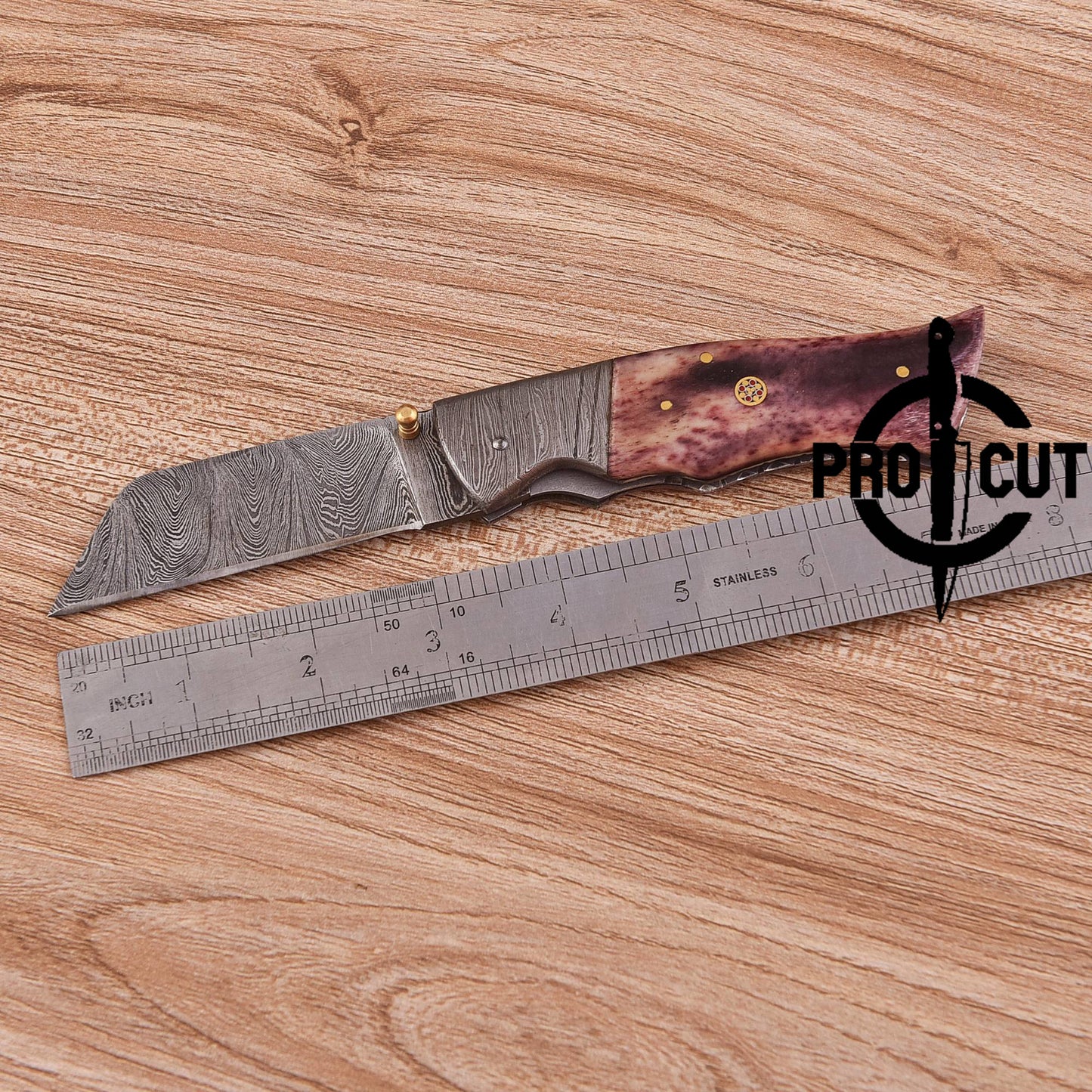 Pro Cut Hand Forged Folding EDC Pocket Knife with Dyed Camel Bone Handle